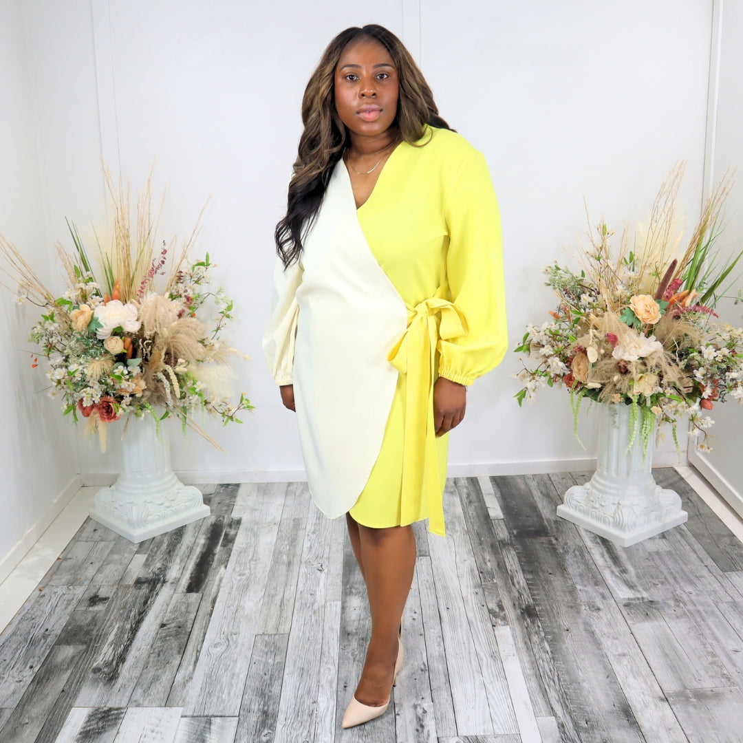 Lemon Crème Wrap Dress