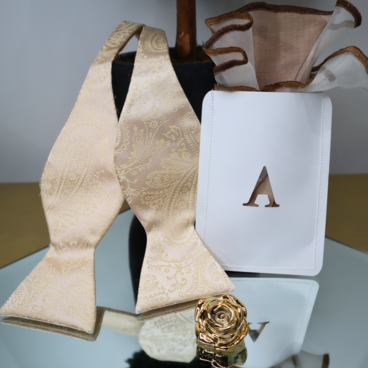 Golden Crème Brûlée Self Tie Bow-Tie Set