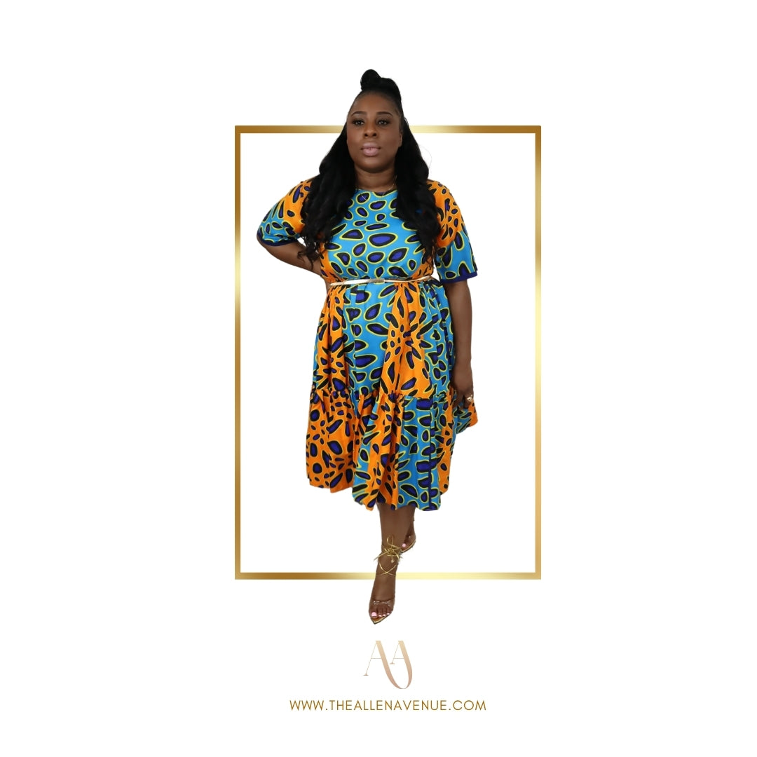 Desert Dream Ankara Pleated Tier Dress