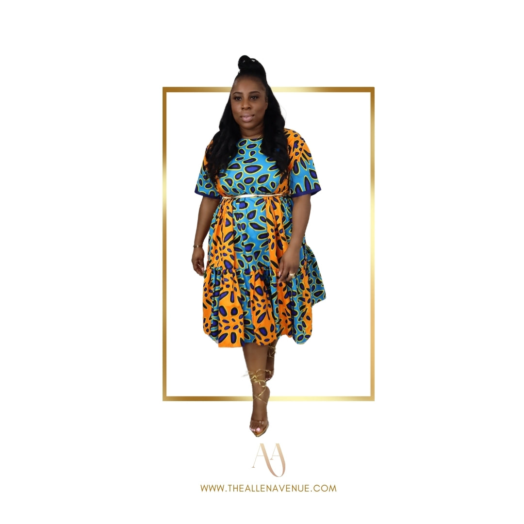 Desert Dream Ankara Pleated Tier Dress