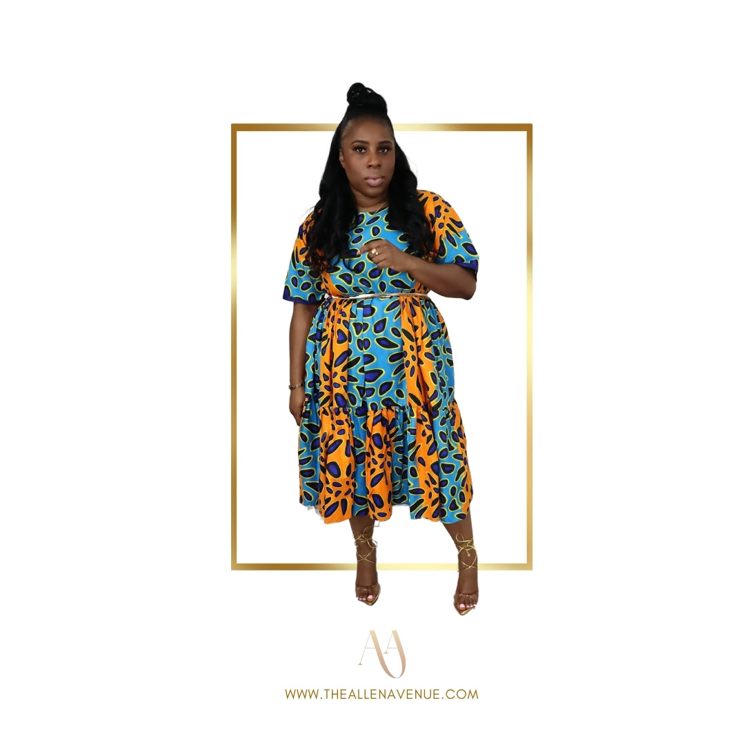 Desert Dream Ankara Pleated Tier Dress