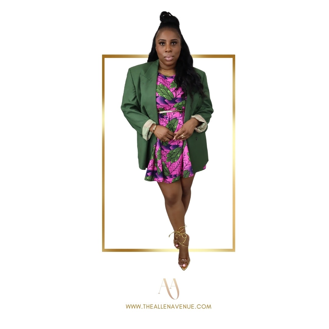 Kelly Green Mini Ankara Dress