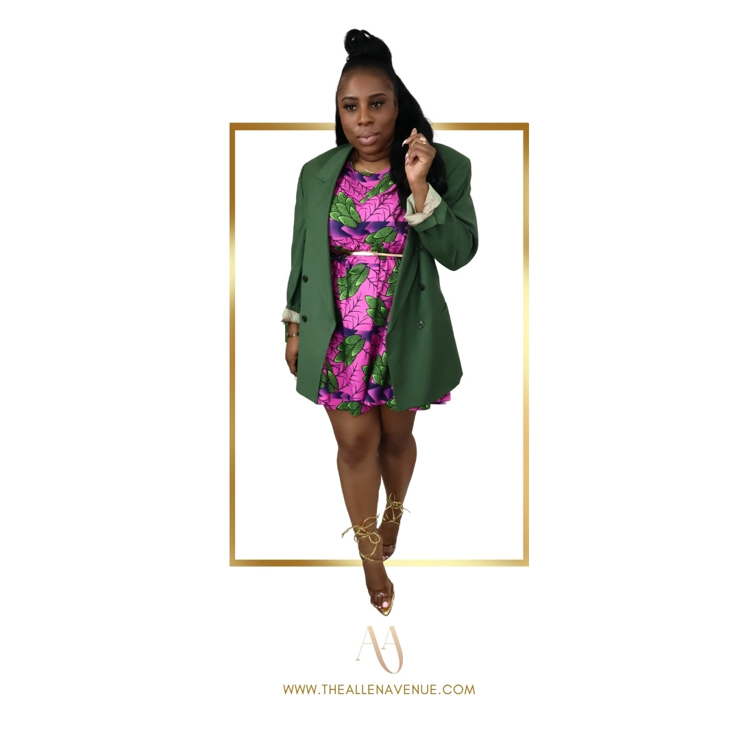 Kelly Green Mini Ankara Dress