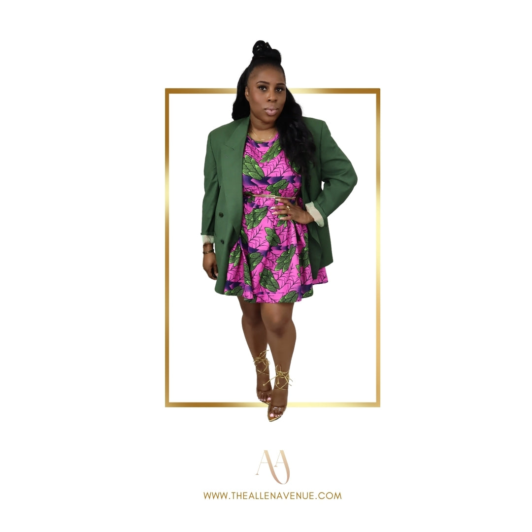 Kelly Green Mini Ankara Dress