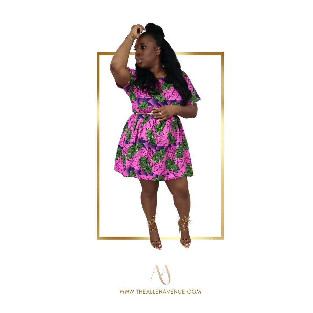 Kelly Green Mini Ankara Dress