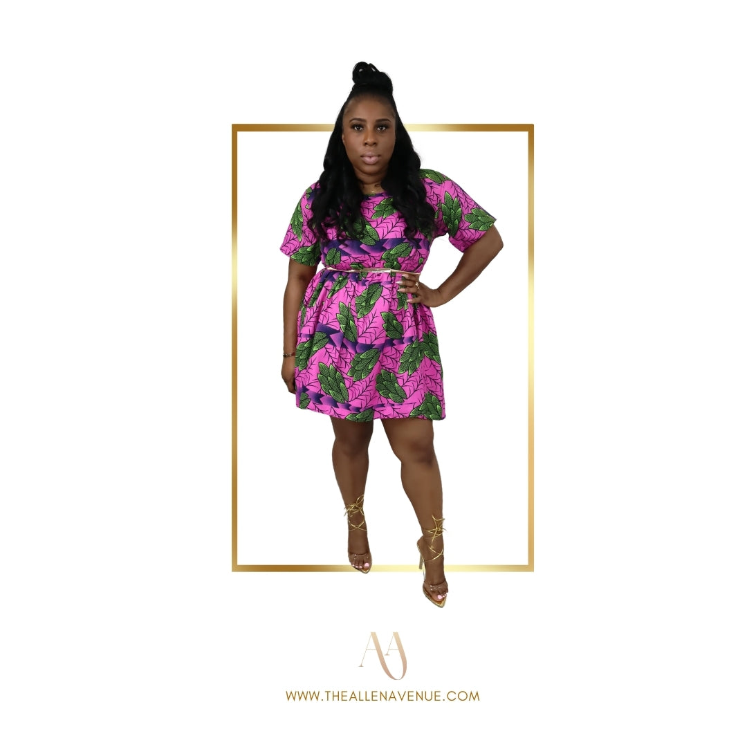 Kelly Green Mini Ankara Dress